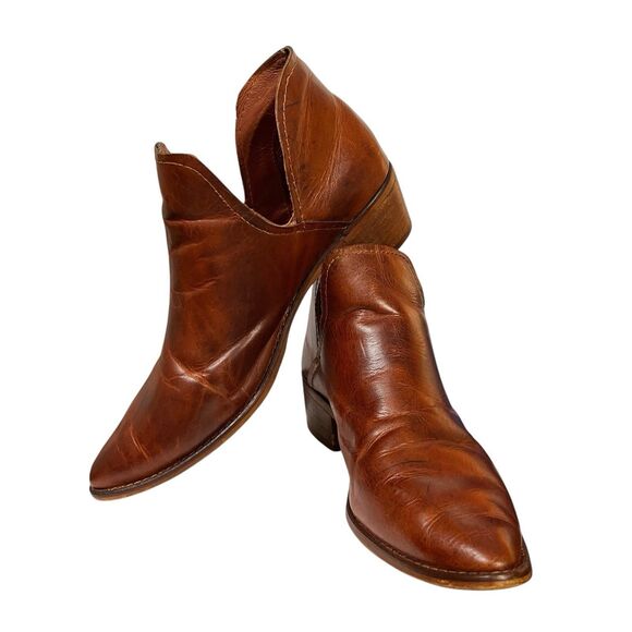 Steve Madden Austin Cognac Brown Leather Cowboy Ankle Booties Women's Size 9.5M - Picture 3 of 14